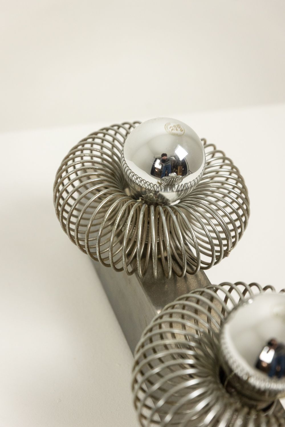Andrea Lazzari. Pair Of Brushed Metal Wall Lights. 1970s photo for sale
