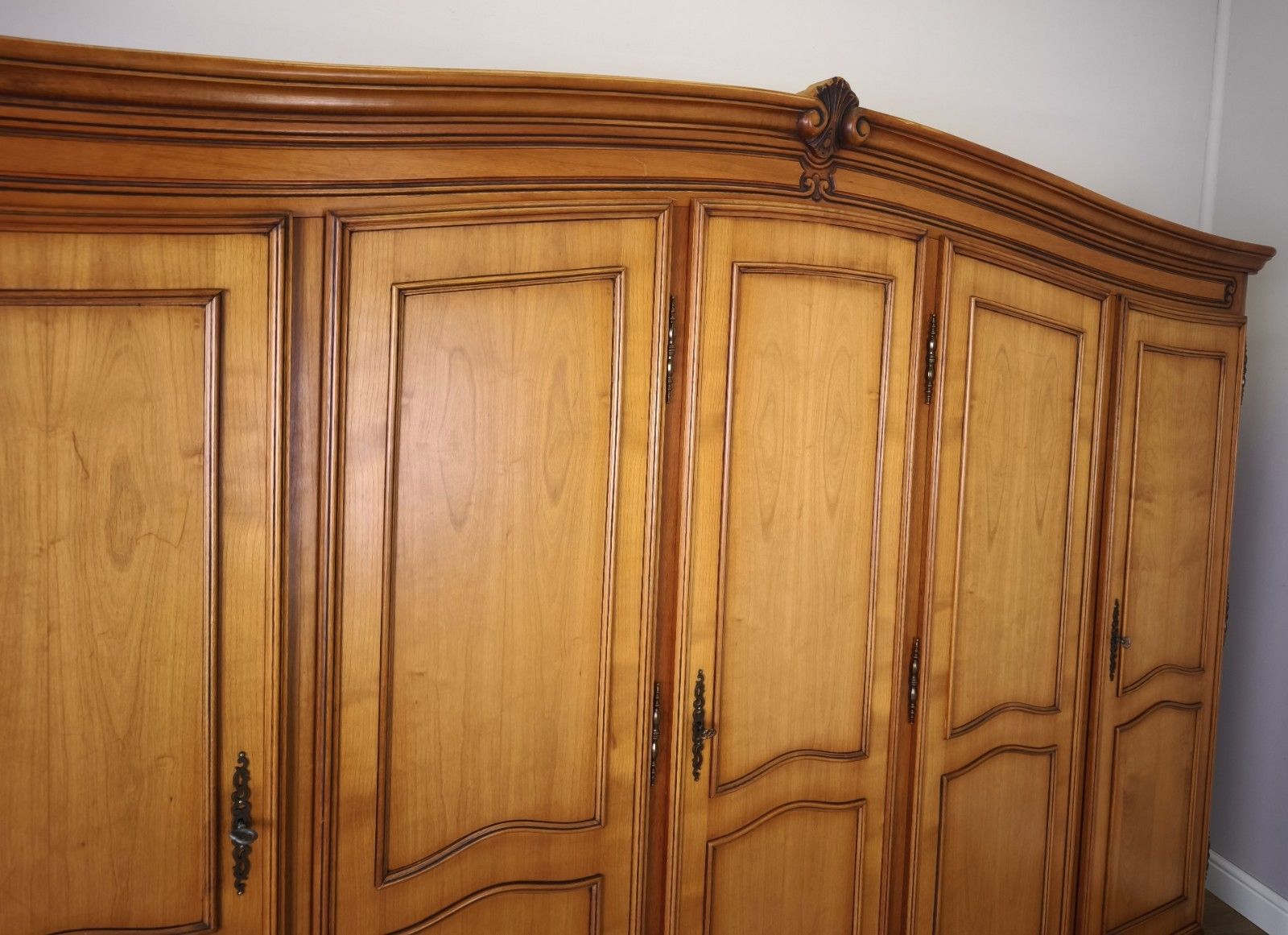 Wardrobe Vintage French Louis XVI Style Five Door Carved Armoire Lot 4990 photo Furniture
