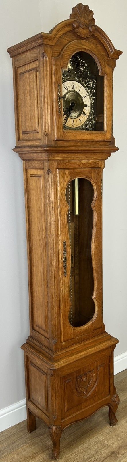 photo for sale Grandfather Clock Vintage French Louis Style Oak Decorative Clock Lot 4984
