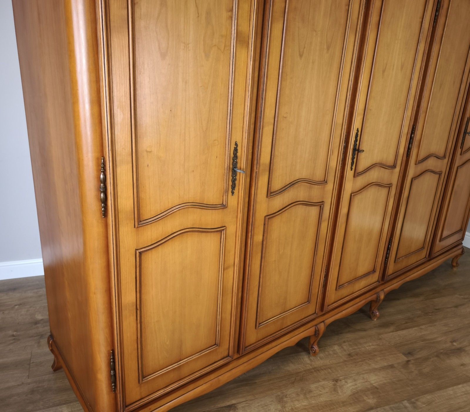 Wardrobe Vintage French Louis XVI Style Five Door Carved Armoire Lot 4990 photo vinterior