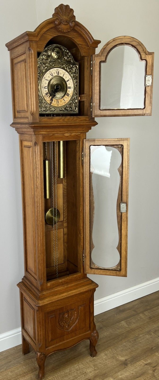 photo buy Grandfather Clock Vintage French Louis Style Oak Decorative Clock Lot 4984