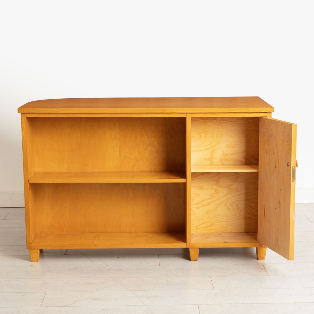 Swedish Desk In Elm With Cupboard & Shelves On Reverse C.1940 photo Furniture