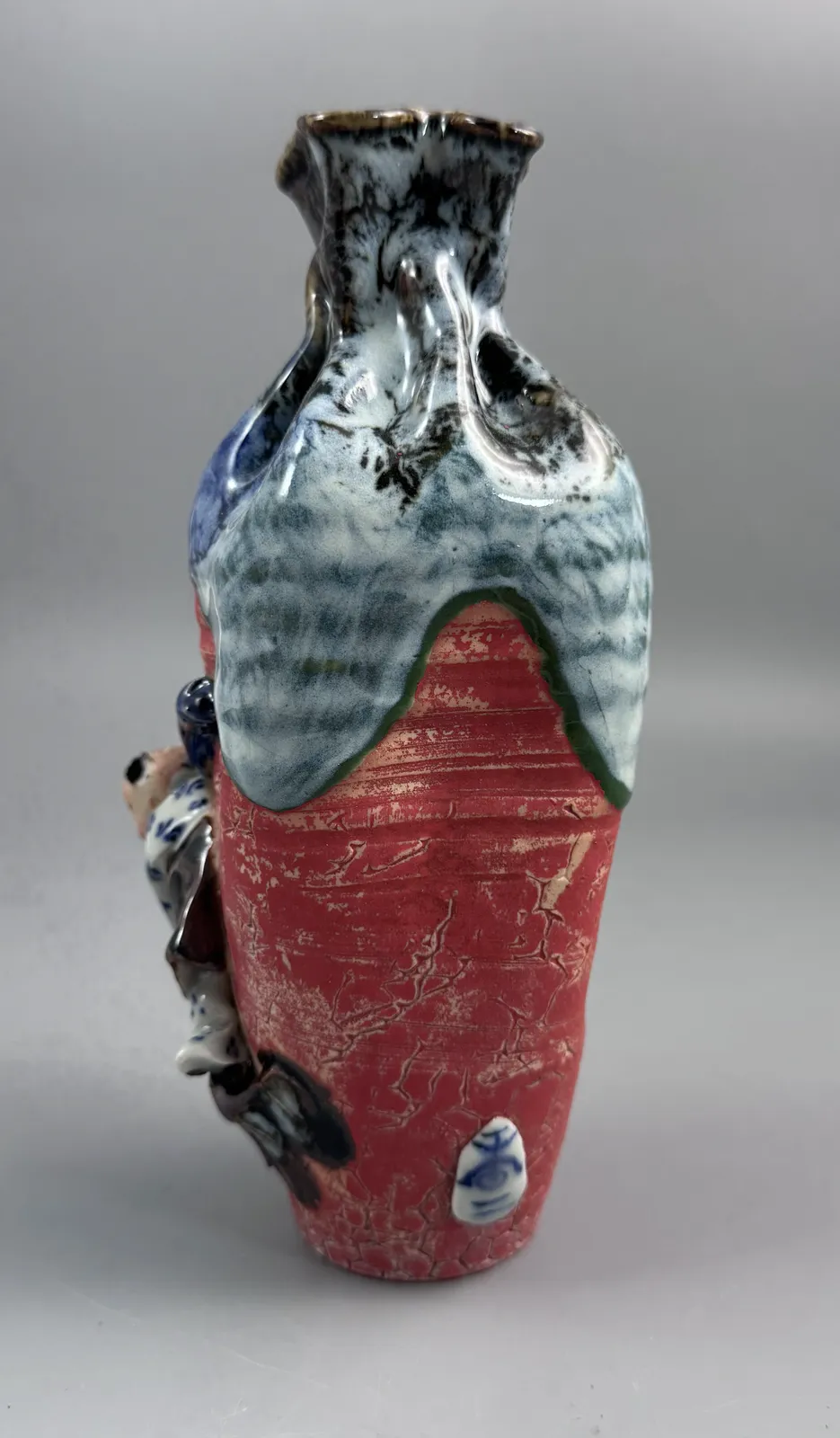 250.0 Japanese Sumida Gawa Baluster Vase With Applied Karako Figure, Signed Kōko — Meiji / Early Taishō Period photo