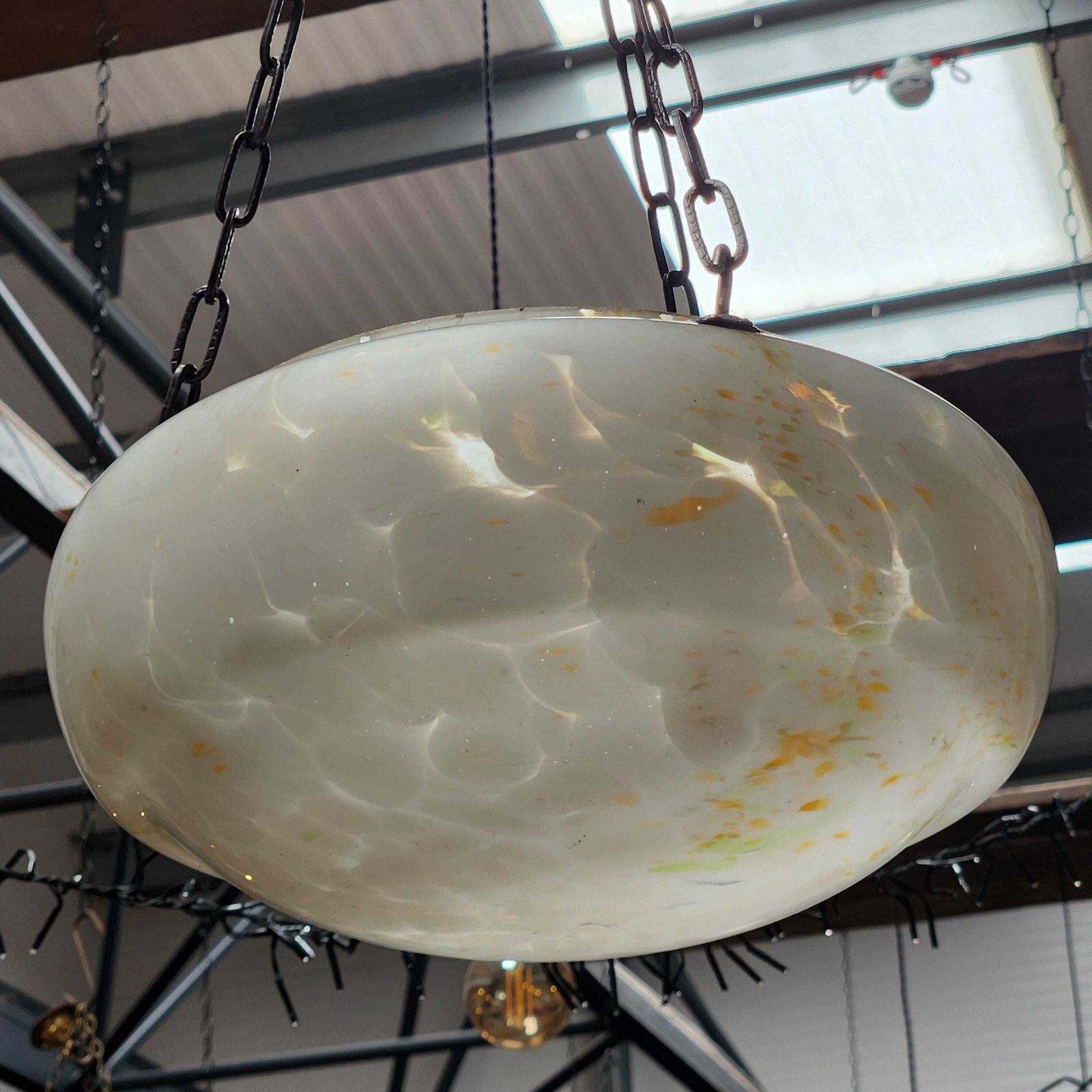 Art Deco Plafonnier (Fly Catcher) Glass Ceiling Light Shade With Chains photo buy
