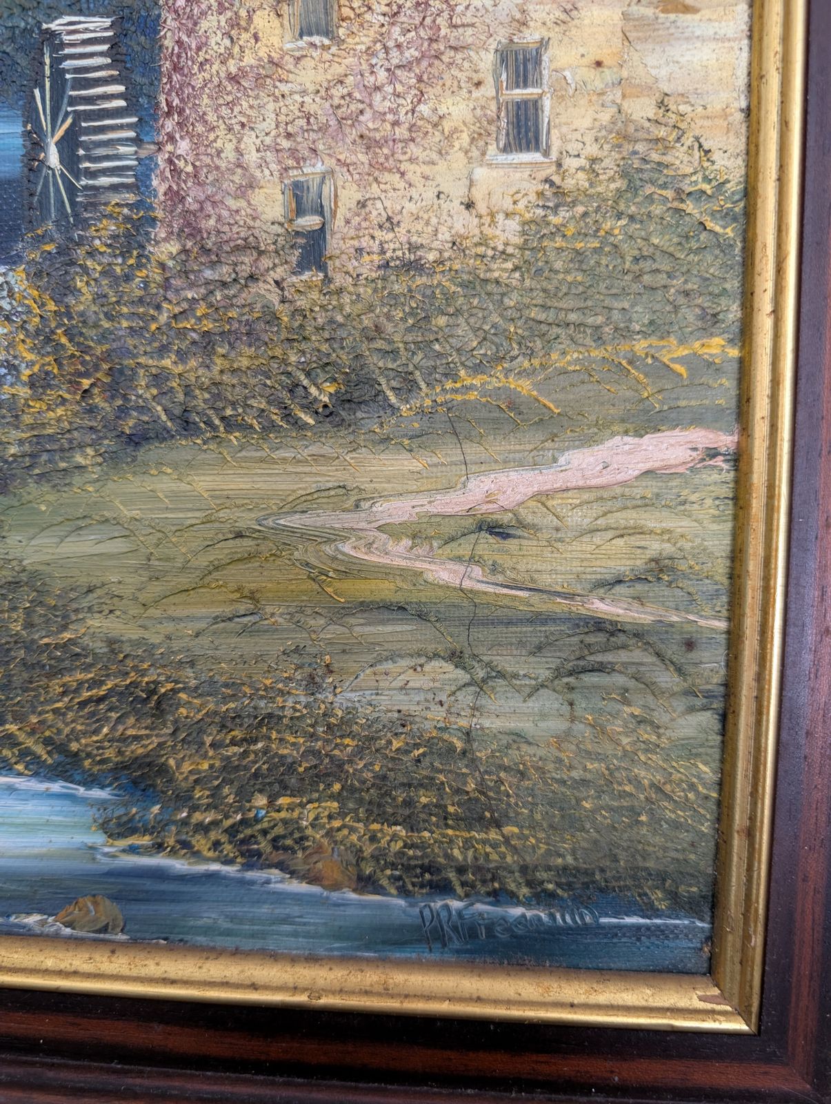 P R Freeman Rigg Mill Whitby Vintage Framed Oil Painting 1991 photo for sale