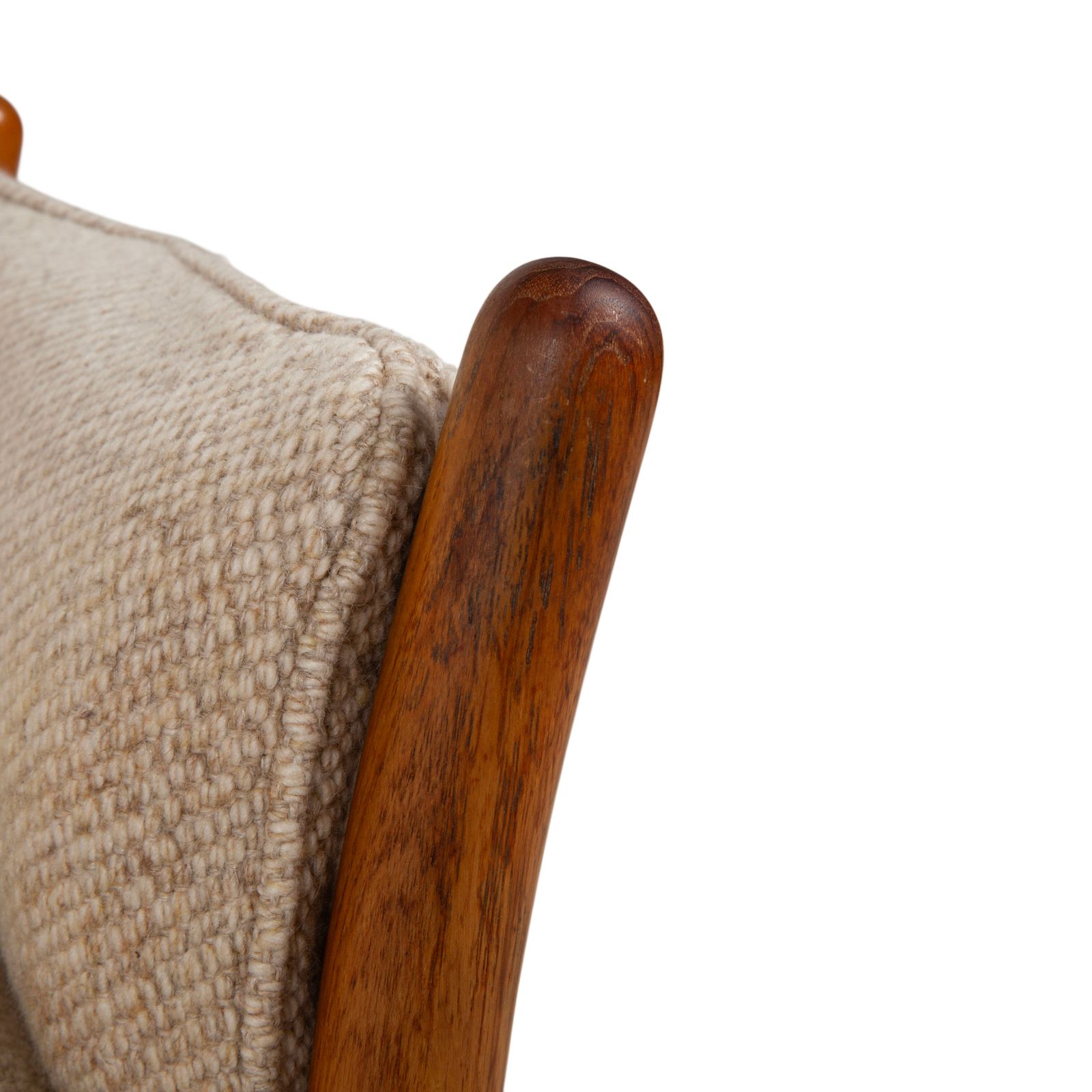 1975 Cfc Silkeborg Genius Teak Wood Armchair By Illum Wikkelsø Brown With Grey Fabric Upholstery (Pondus 5) Danish Mid Century photo buy