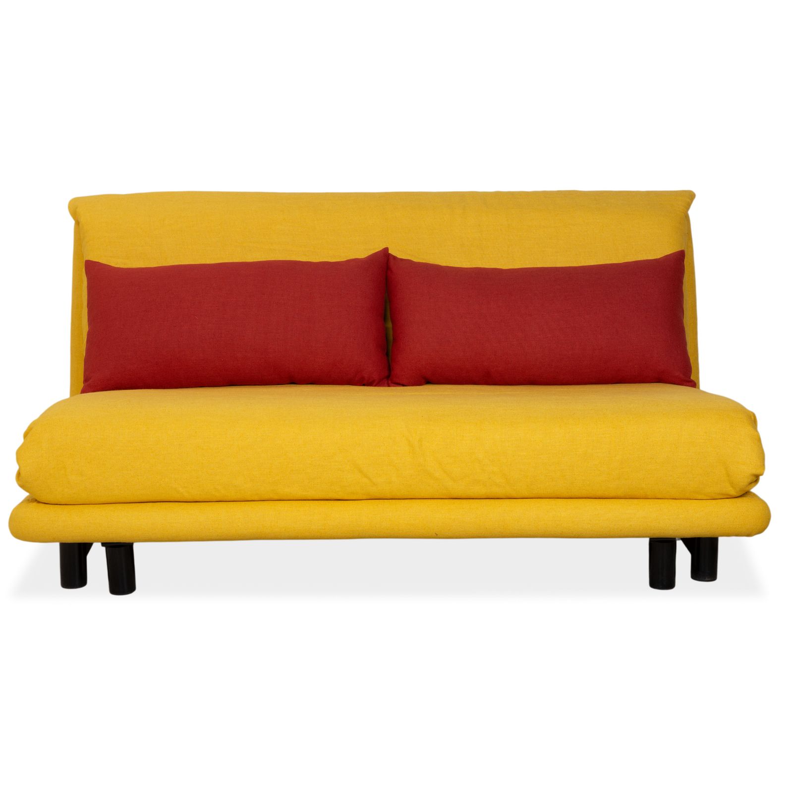 Ligne Roset Multy Fabric Three Seater Yellow Orange Manual Function Sofa Reupholstery
