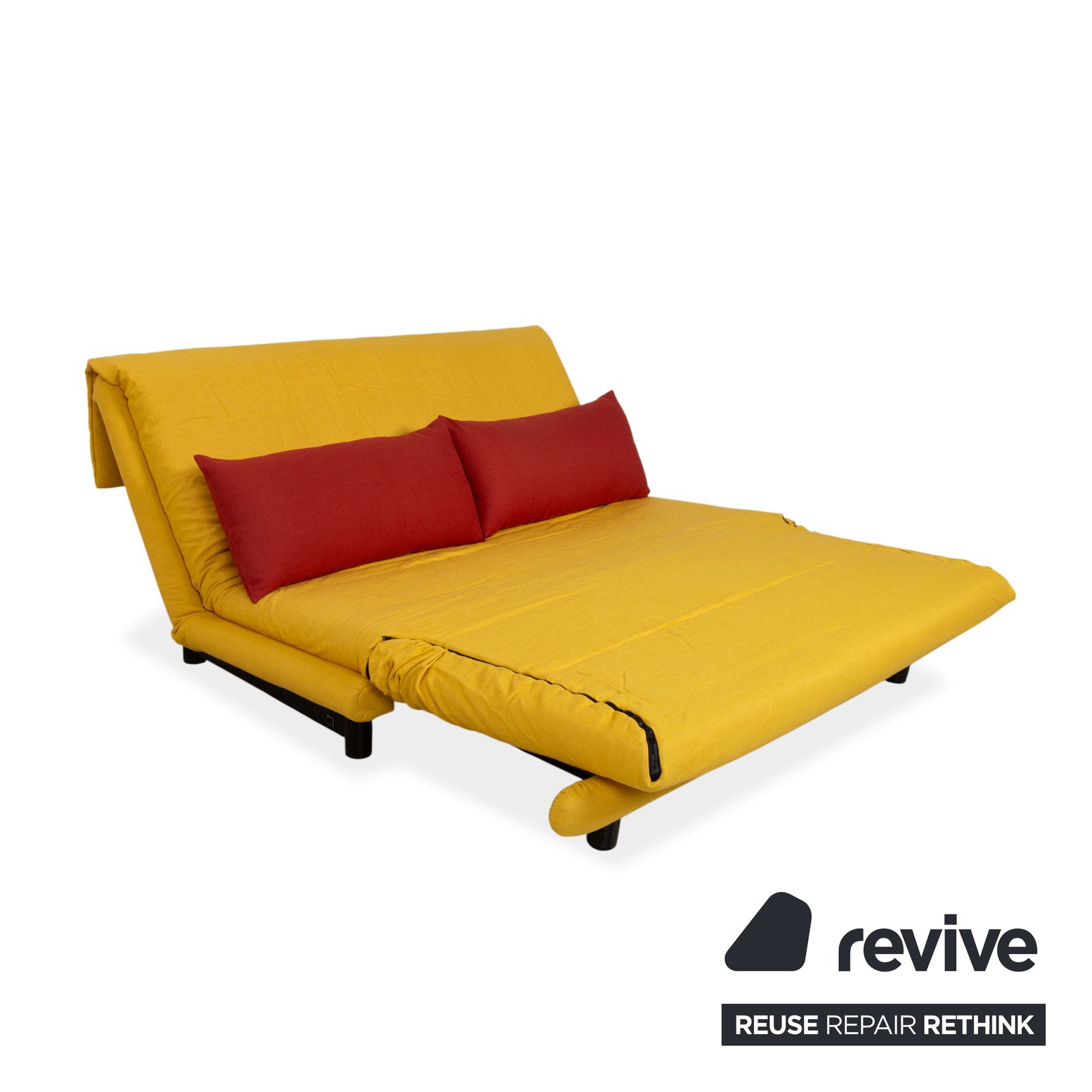 Ligne Roset Multy Fabric Three Seater Yellow Orange Manual Function Sofa Reupholstery photo Furniture