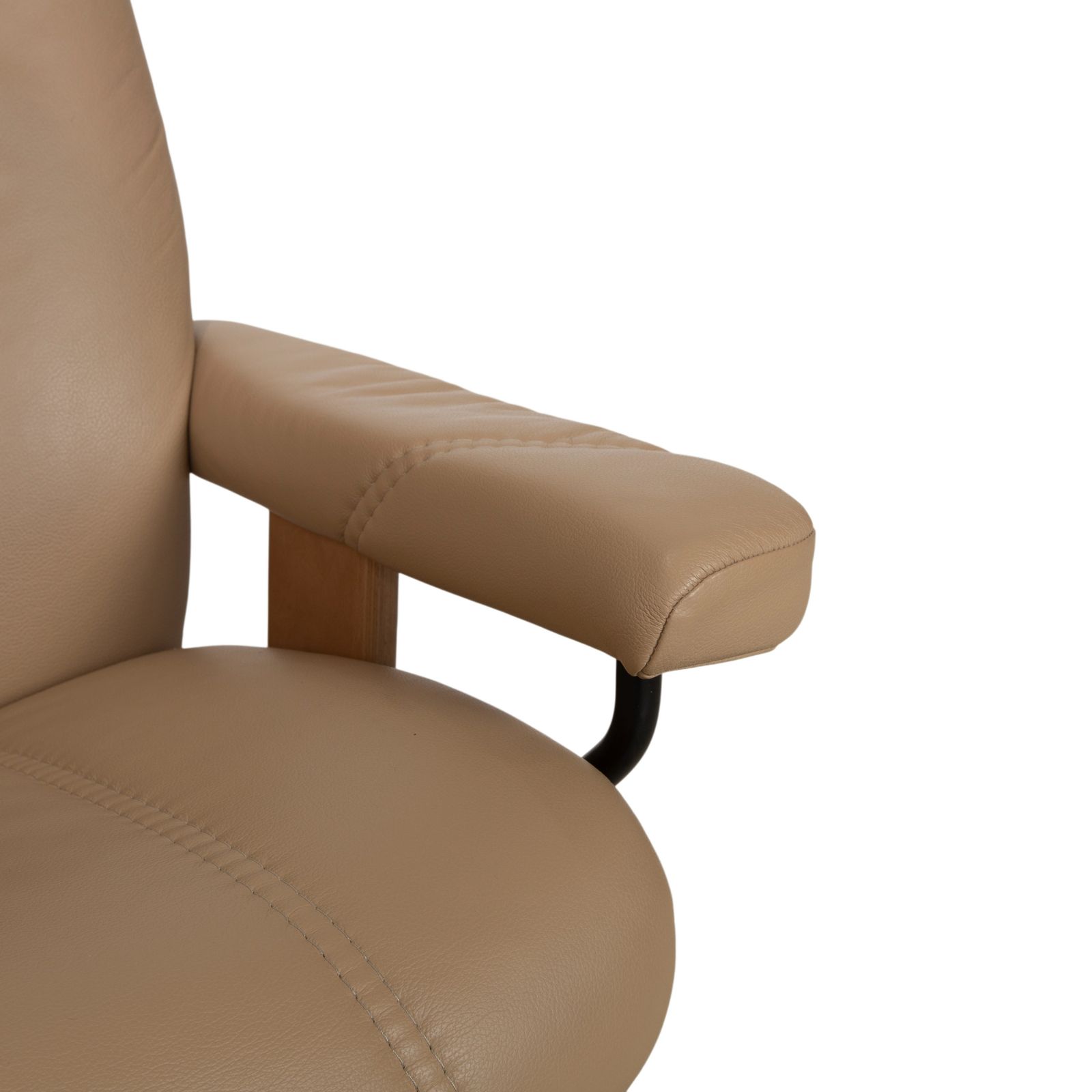 Fauteuil Stressless Consul en cuir beige, avec fonction inclinable manuelle photo vintage