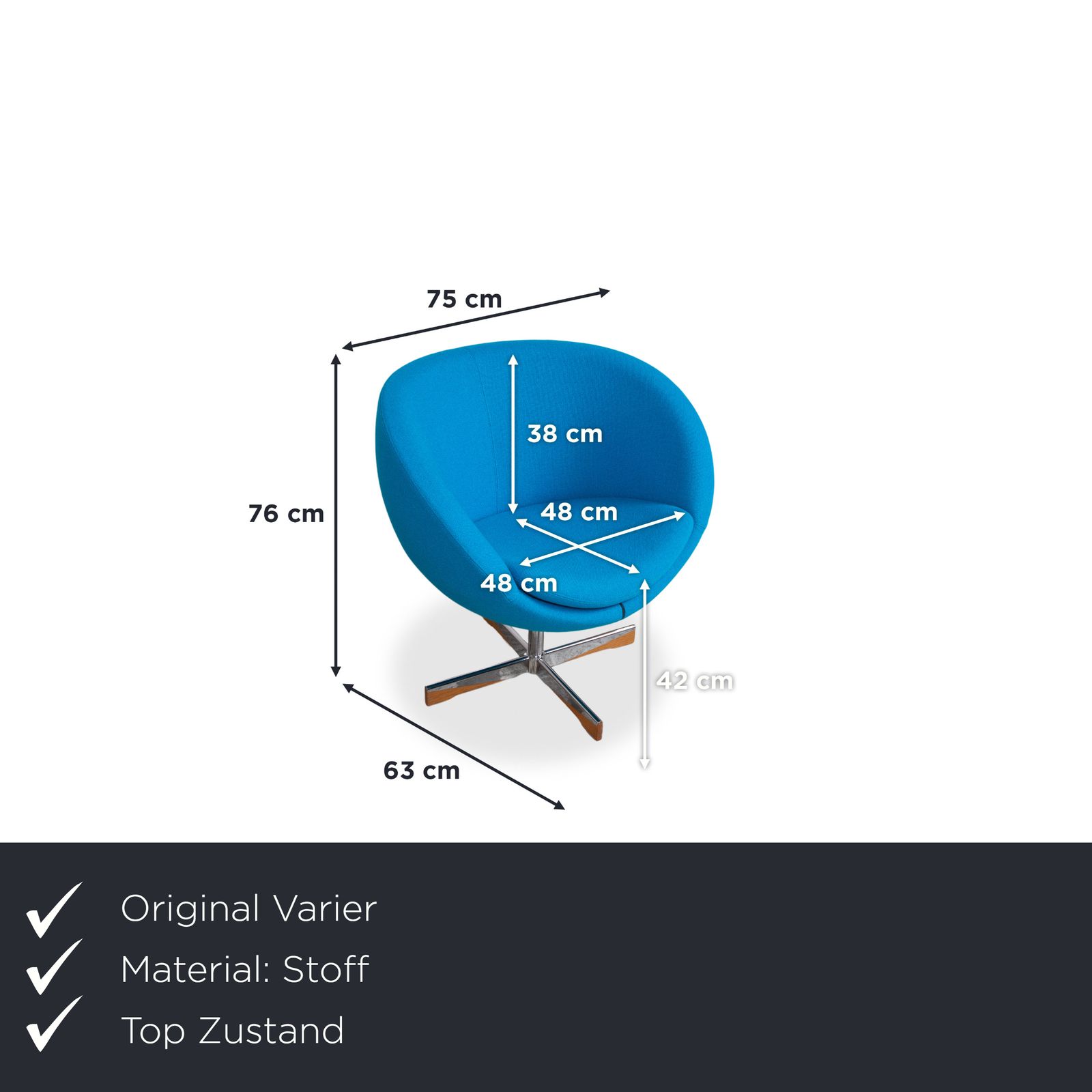 Fauteuil pivotant Varier Planet en tissu bleu clair turquoise photo furniture