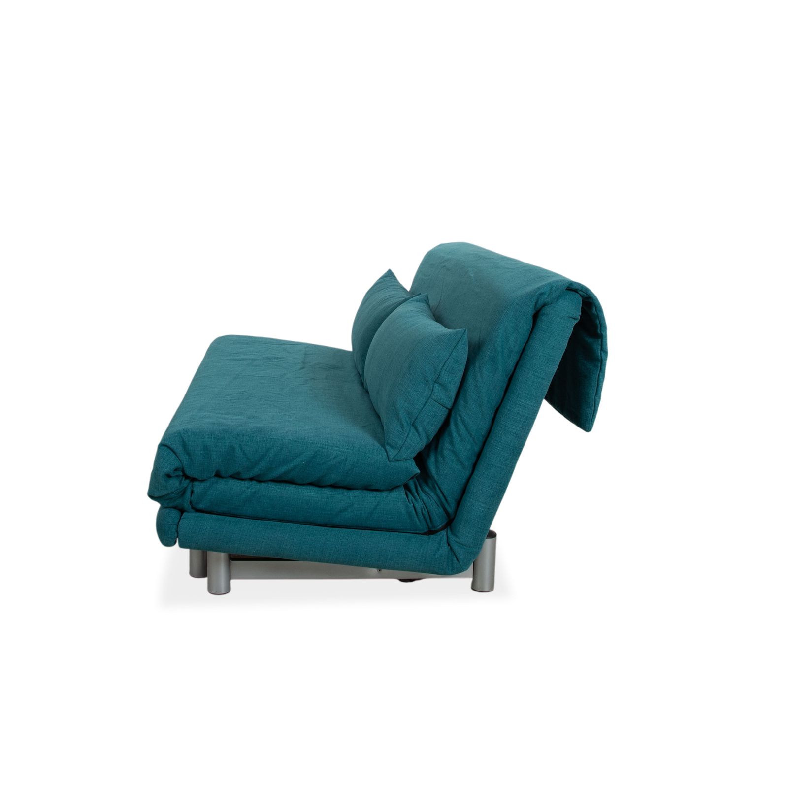 photo for sale Canapé 3 places Ligne Roset Multy en tissu bleu turquoise, fonction convertible manuelle, retapissé
