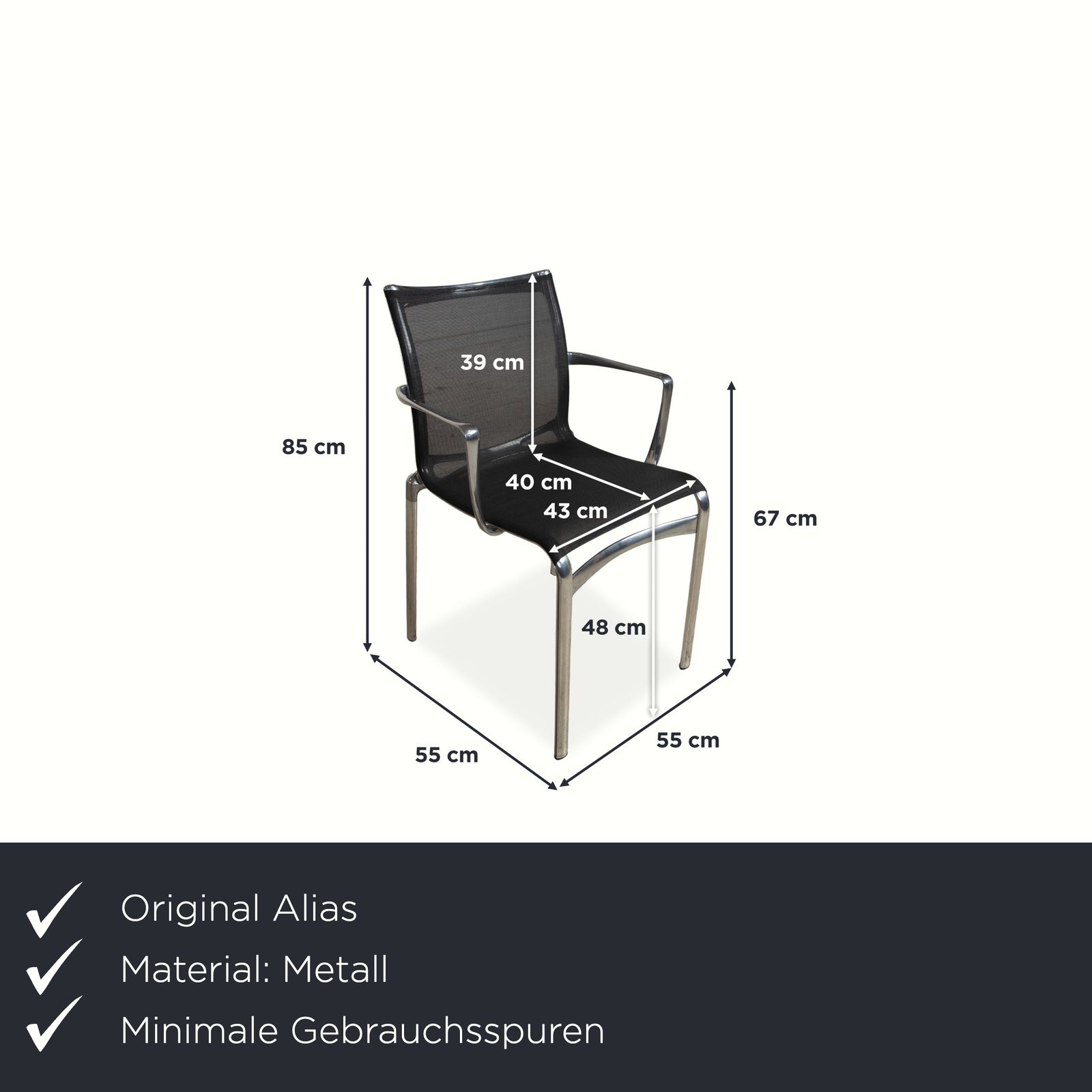 Lot de 6 chaises Alias Bigframe 44 / 440, maille, avec accoudoirs, par Alberto Meda photo furniture
