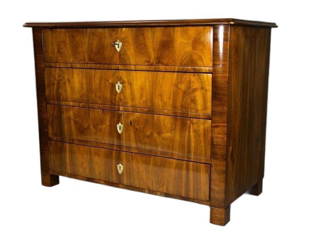 19th Century Nutwood Biedermeier Chest Of Drawers/ Commode, Austria, Ca. 1840
