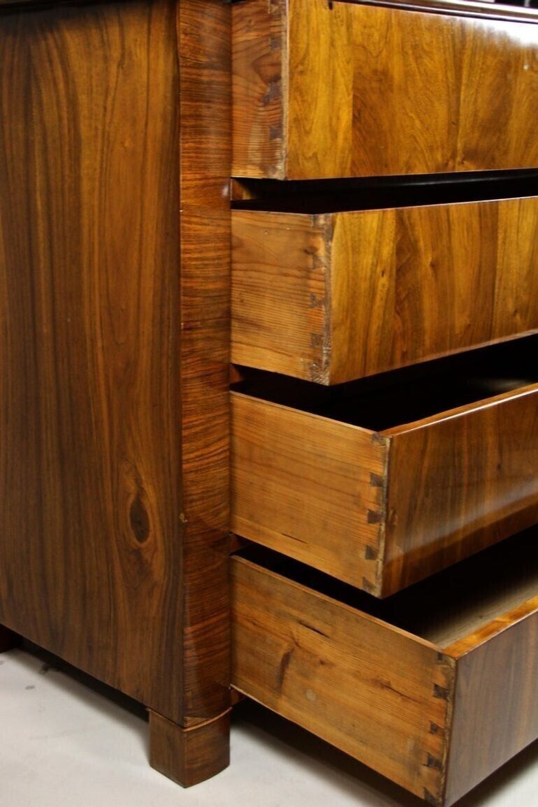19th Century Nutwood Biedermeier Chest Of Drawers/ Commode, Austria, Ca. 1840 photo vintage
