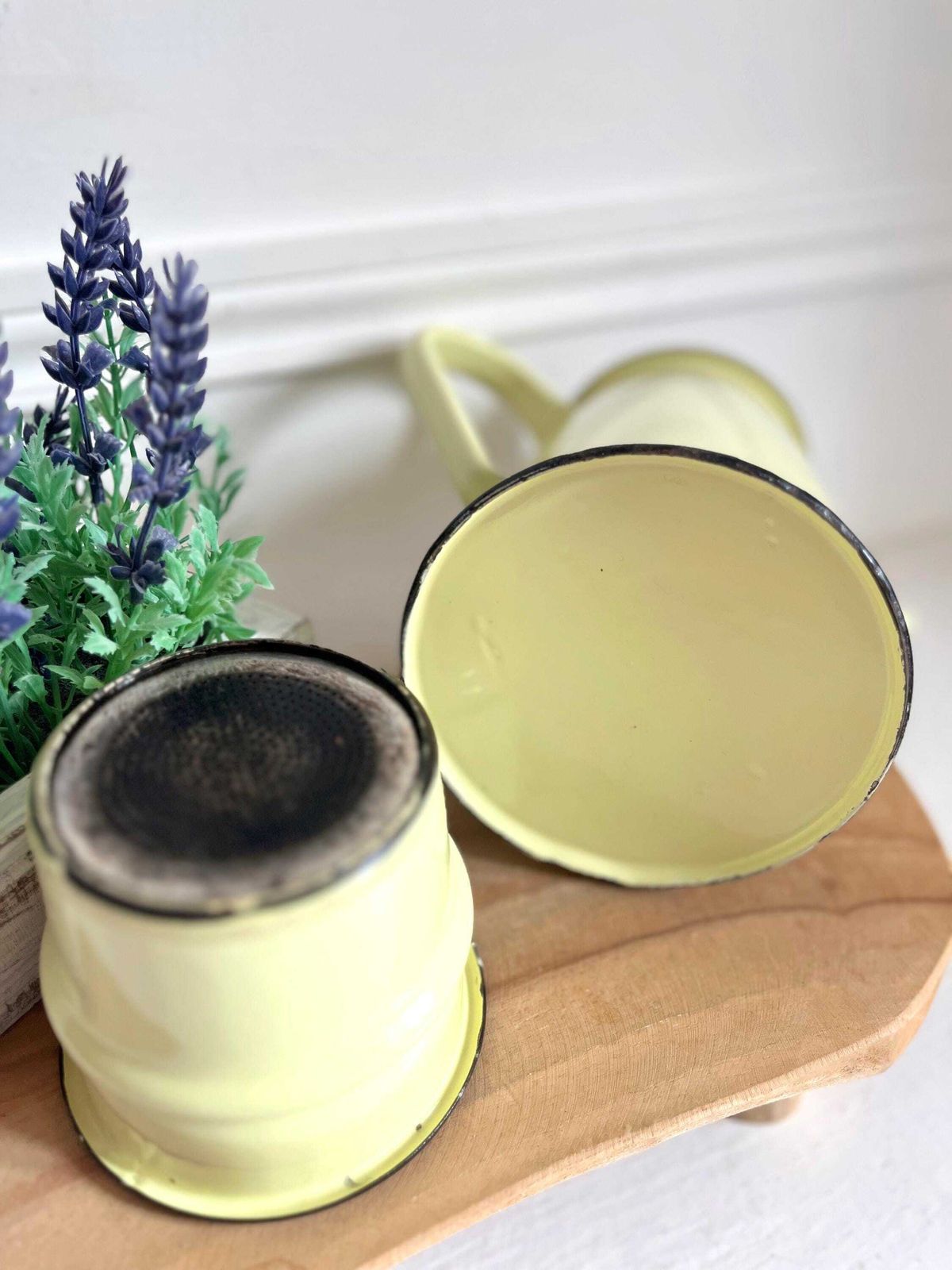Vintage French Cream Enamel Cafetiere, Coffee Maker, Enamelware photo vintage