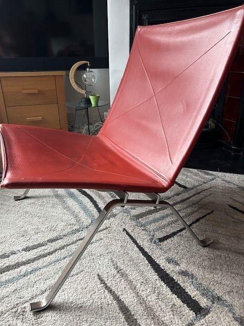Original Poul Kjaerholm Pk22 Leather Lounge Chair For Fritz Hansen photo for sale