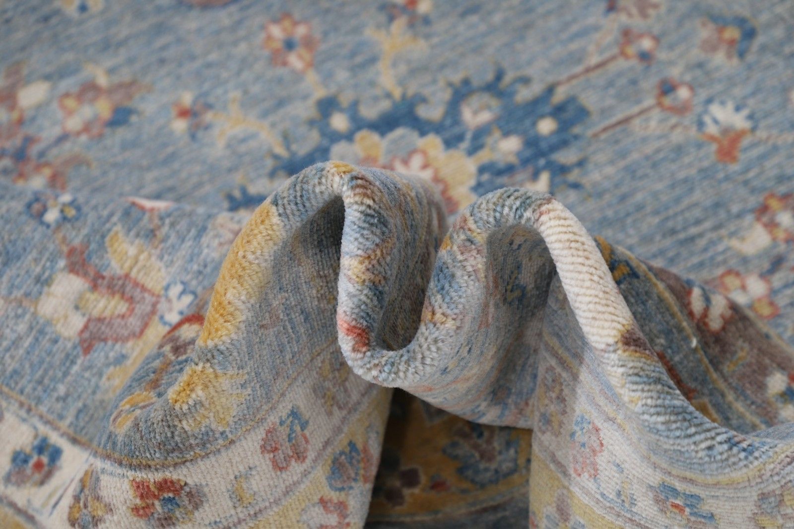 Tapis de sol turc contemporain de style Oushak, 100 % laine, 2,70 x 3,59 m photo Textiles