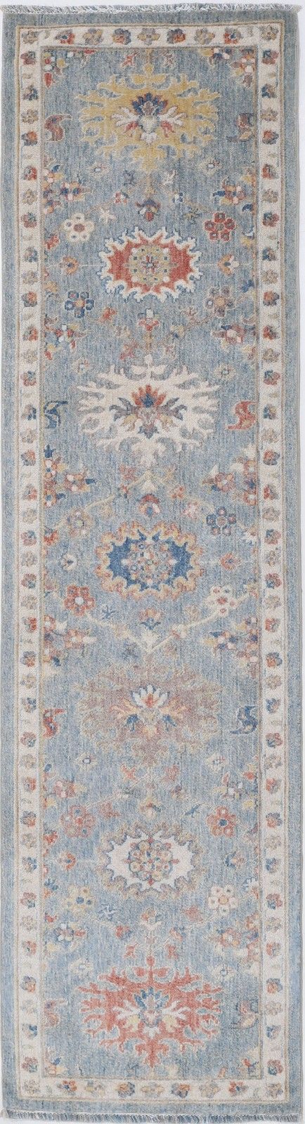 2'x8' Modern Runner Rug, Wool Hallway Runner, Floral Kitchen Rug, Corridor Rug