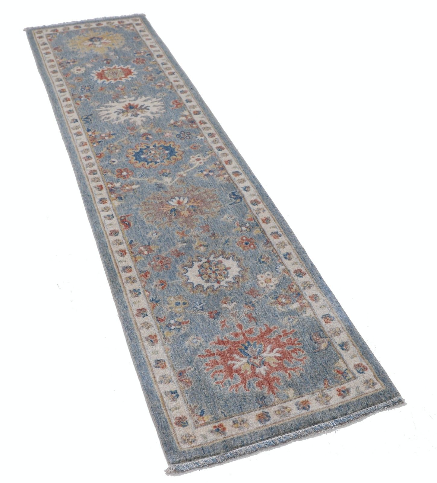 2'x8' Modern Runner Rug, Wool Hallway Runner, Floral Kitchen Rug, Corridor Rug photo furniture