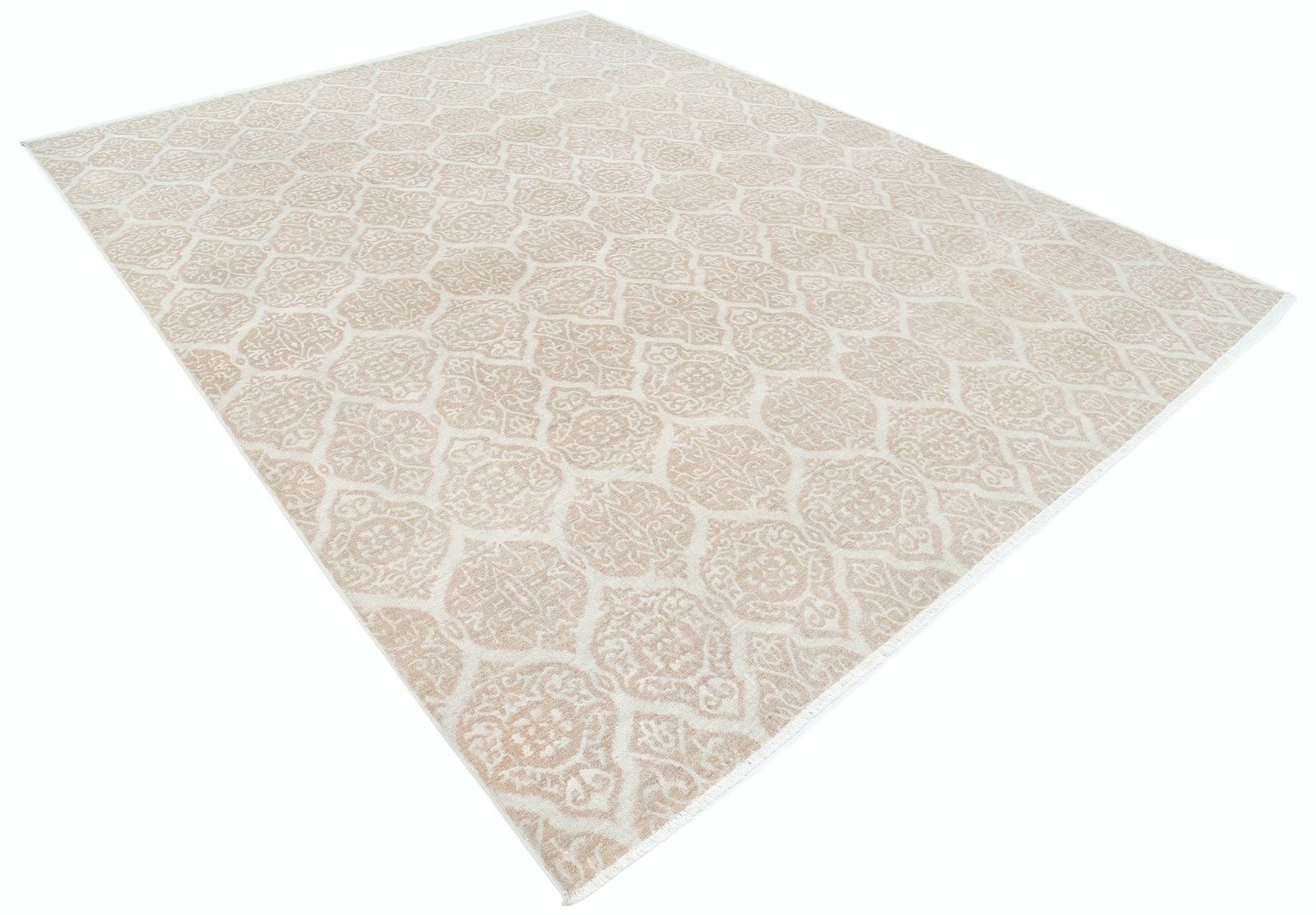 Tapis à nœuds mains 268 x 343 cm, beige, motif treillis ornemental photo furniture