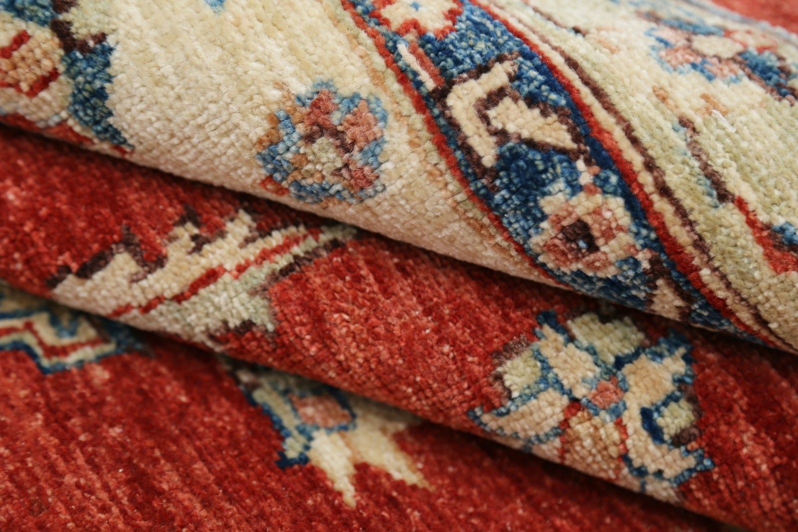 8.3x11.7 Ft Handmade Red Area Rug With Ivory Border, Traditional Floral Carpet photo vinterior