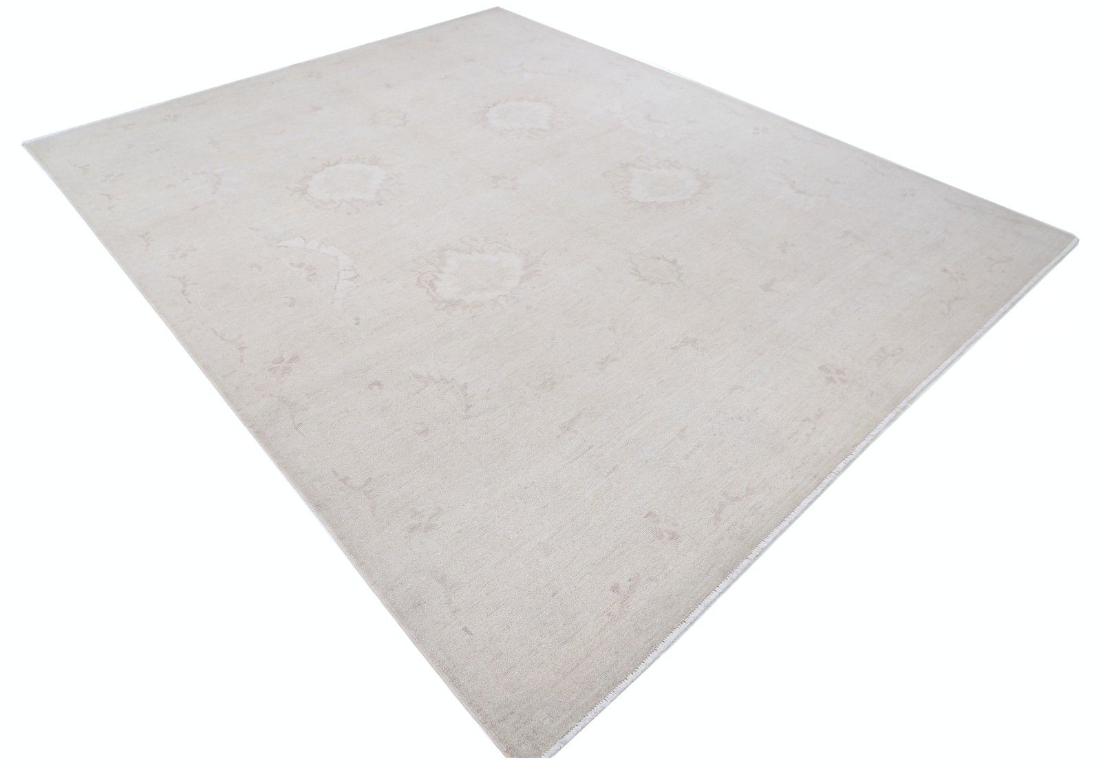 Tapis en laine noué à la main, ivoire et rose poudré, 242 x 298 cm - Oushak turc photo furniture