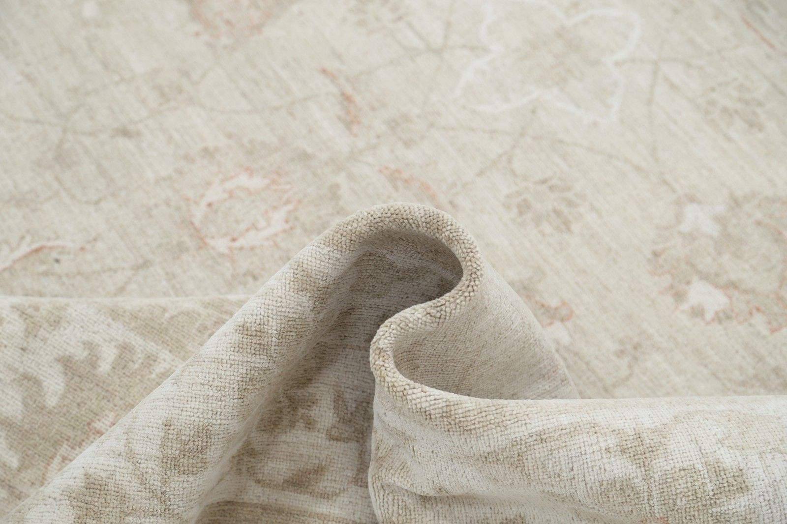 8x9,5 ft Handgeknoopt Beige Turks Groot Vloerkleed. Bloemmotief Wollen Tapijt photo vinterior