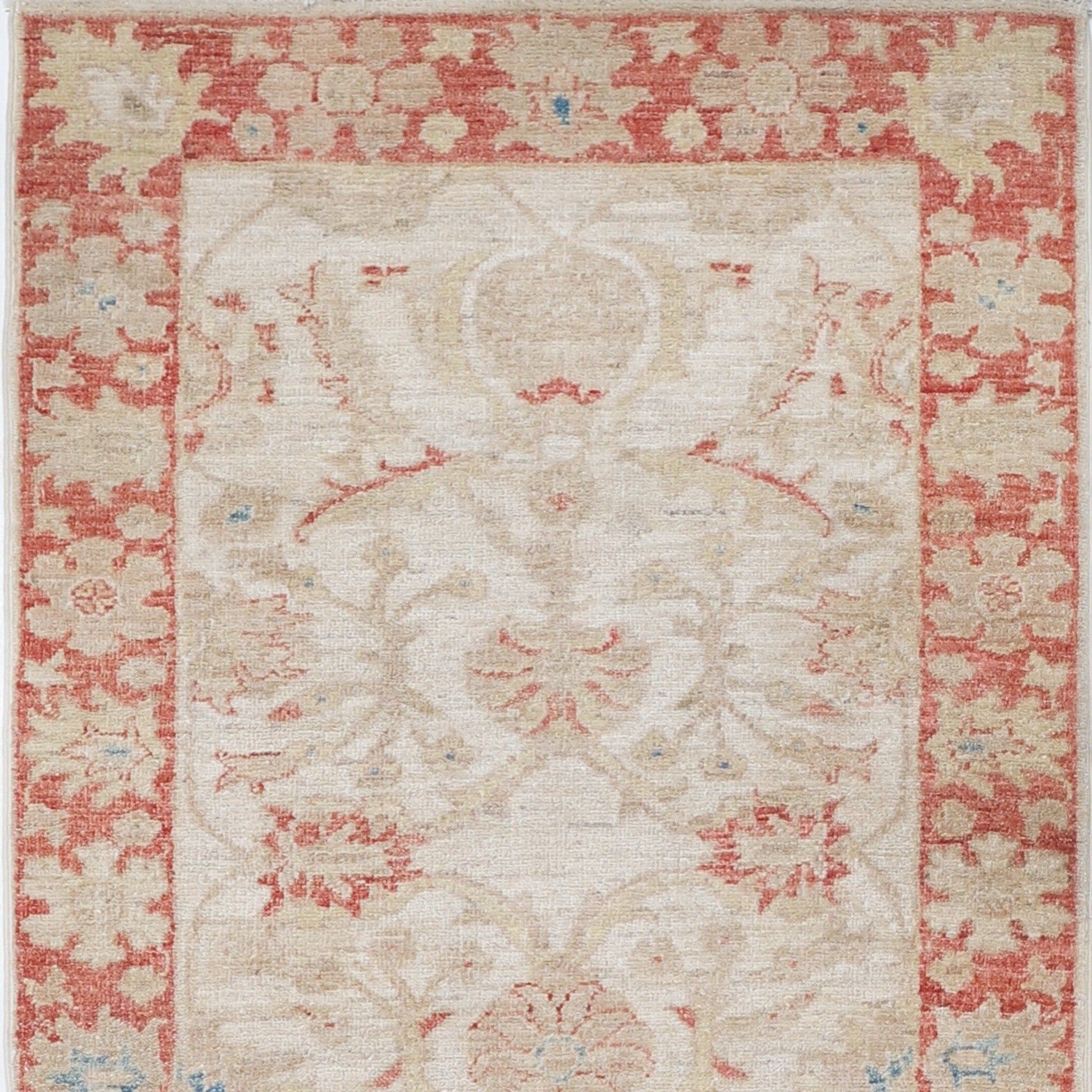 2.5x8 Ft Floral Runner Rug For Corridor. Handknotted Runner Rug. Beige Stair Rug photo vinterior
