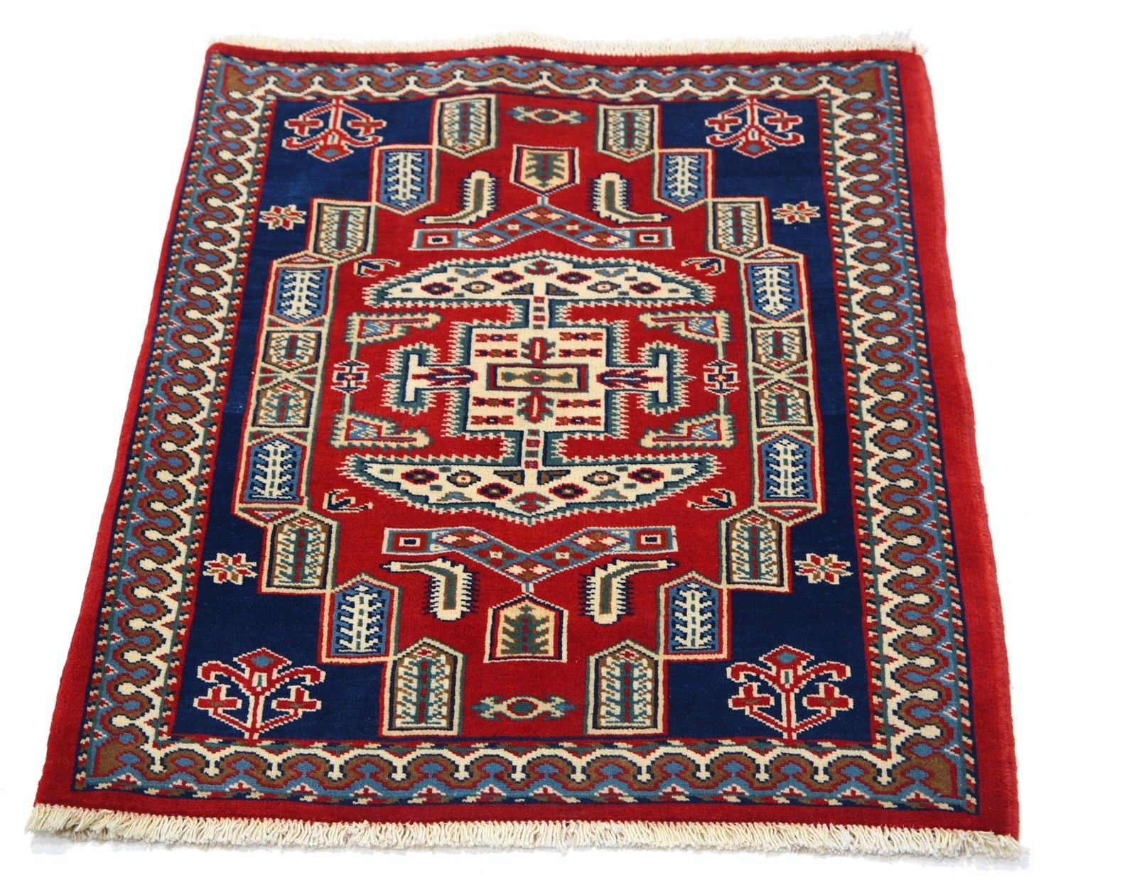 2x2,6 ft rood handgeknoopt accentkleed voor slaapkamer en entree. Vloerbedekking photo Textiel