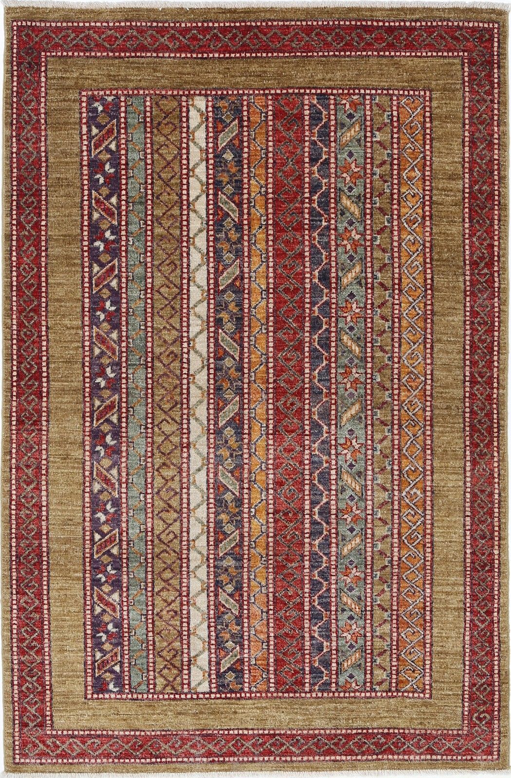 4x6 Ft Traditional Turkish Accent Rug. Colorful Hand Knotted Small Area Rug