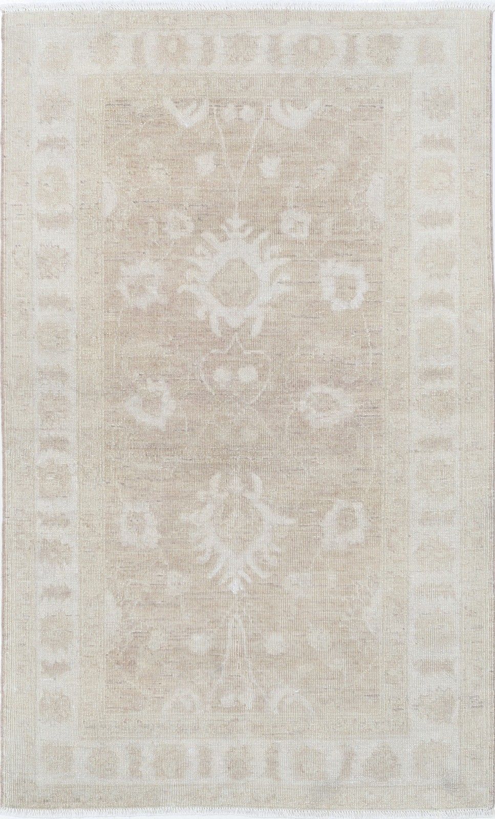 Tapis d'accent noué à la main, beige, 90 x 150 cm. Tapis de chevet traditionnel. Revêtement de sol