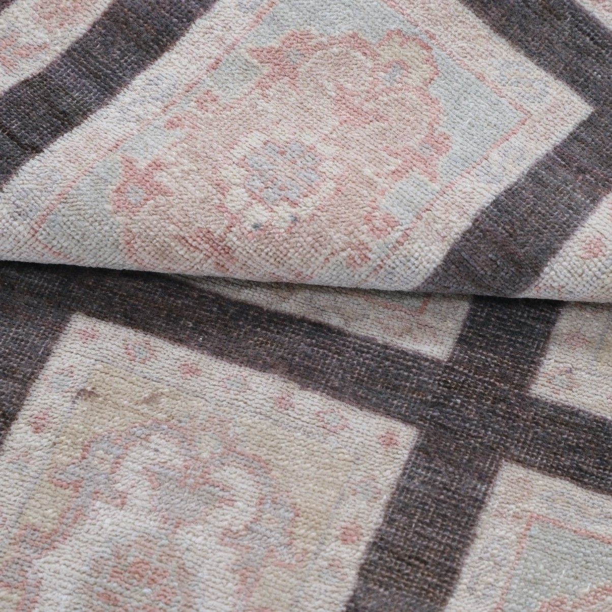 3x5 Ft Handknotted Brown, Ivory, Blush Area Rug. Turkish Panel Motif Accent Rug photo vinterior