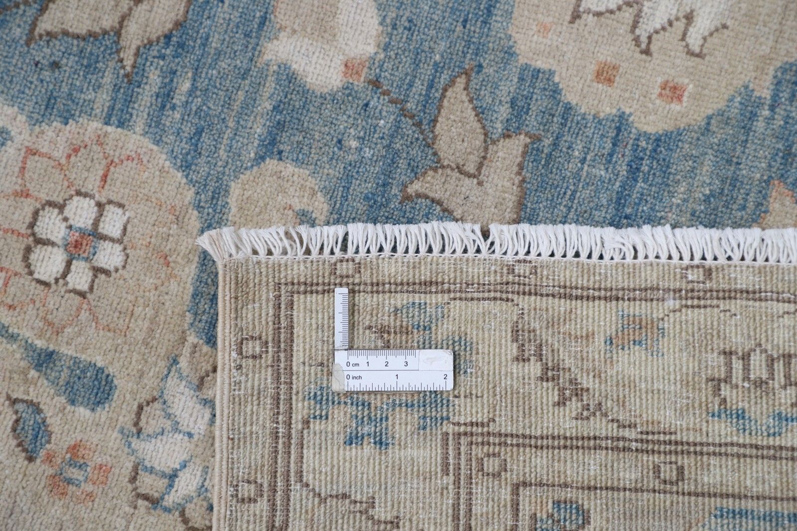 Tapis d'appoint turc Oushak noué à la main, bleu clair, ivoire et beige, 90 x 150 cm photo 713.0