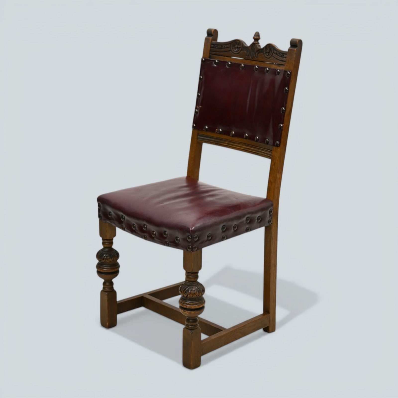 6 Old Charm Dining Chairs Studded Leather Seats/Backs Light Oak Free Uk Delivery photo 847.0