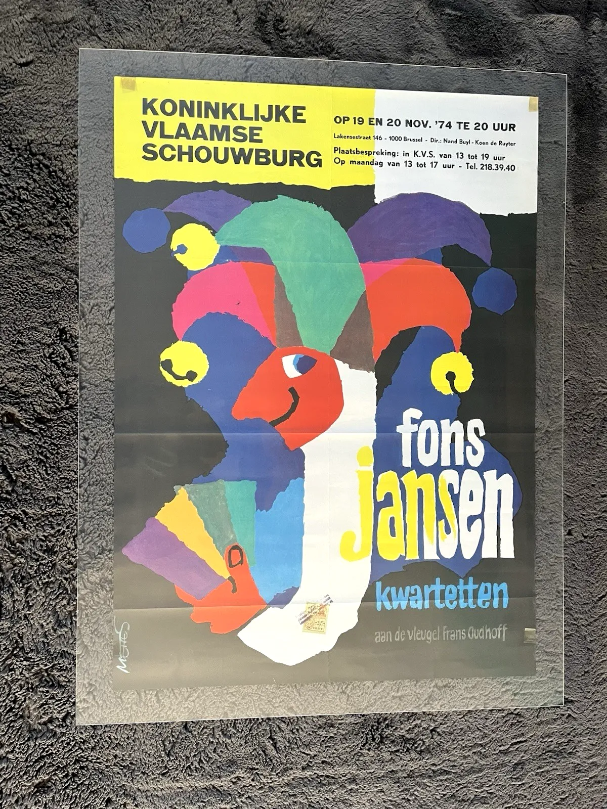 Rare Vintage 70's Frans Mettes Belgian Theatre Cabaret Exhibition Pop Art Poster photo Art