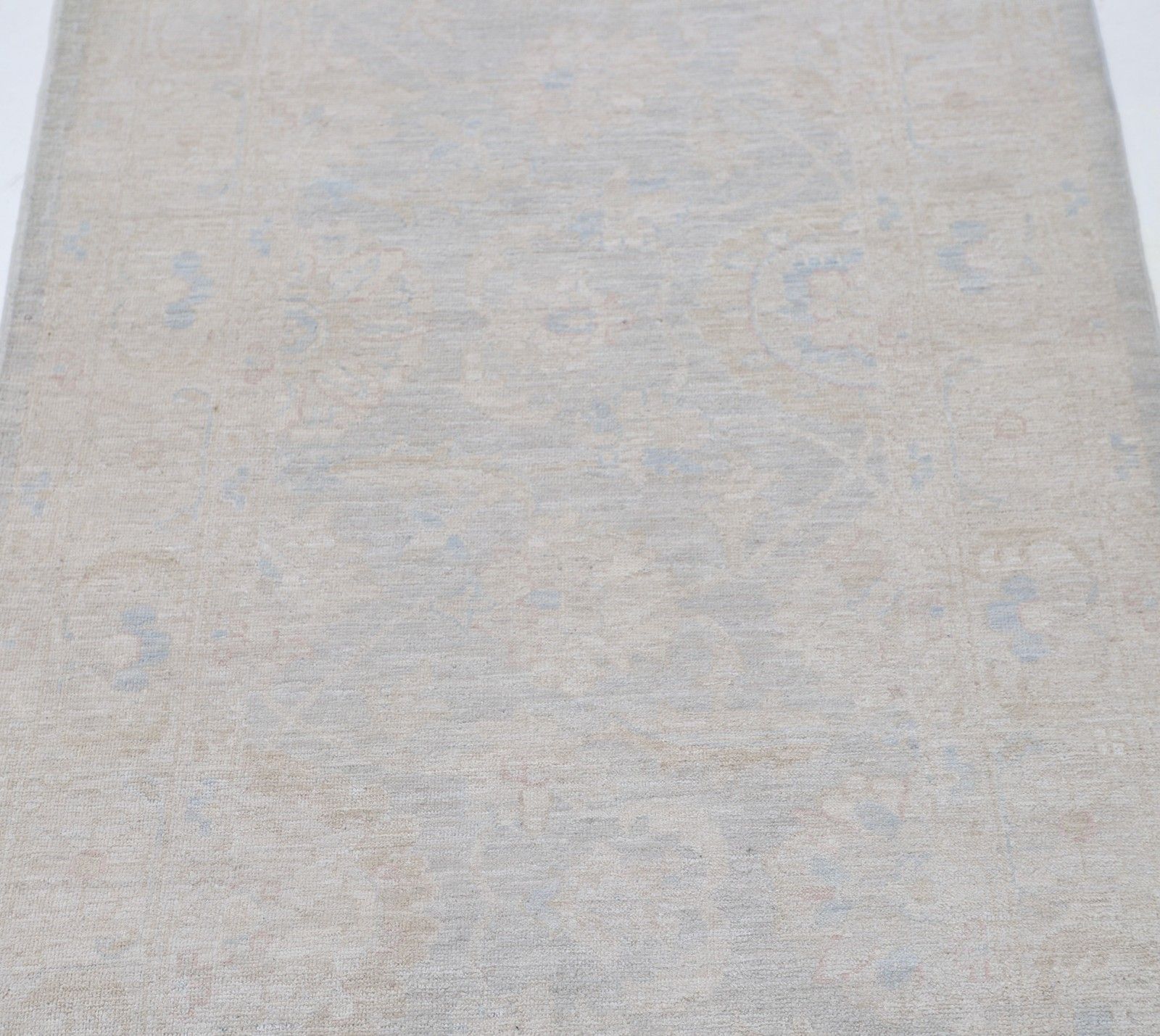 3x11 Ft Hand Knotted Hallway Runner Rug. Beige Wool Rug For Kitchen And Corridor photo vinterior