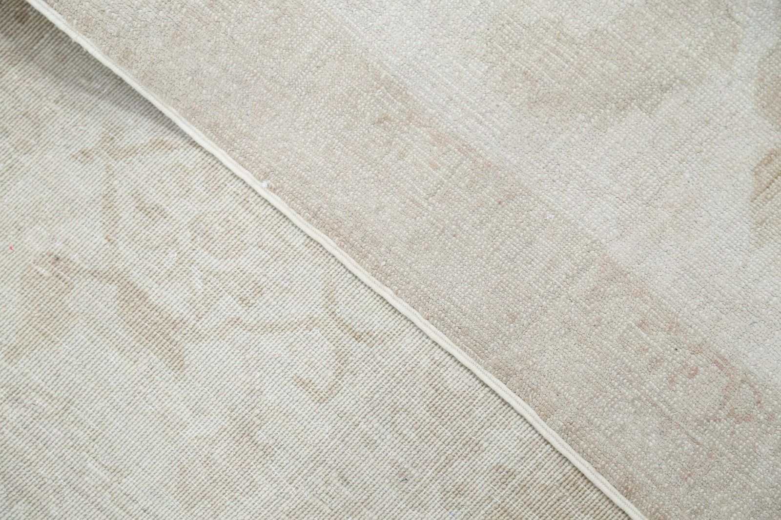 Tapis en laine noué à la main, beige et rose poudré, 10 x 13,4 pi - motif géométrique turc photo buy