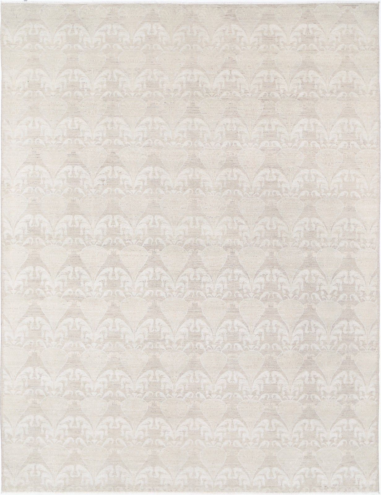 9x11.7 Ft Beige Hand Knotted Large Rug. Timeless Home Decor. 100% Wool Carpet