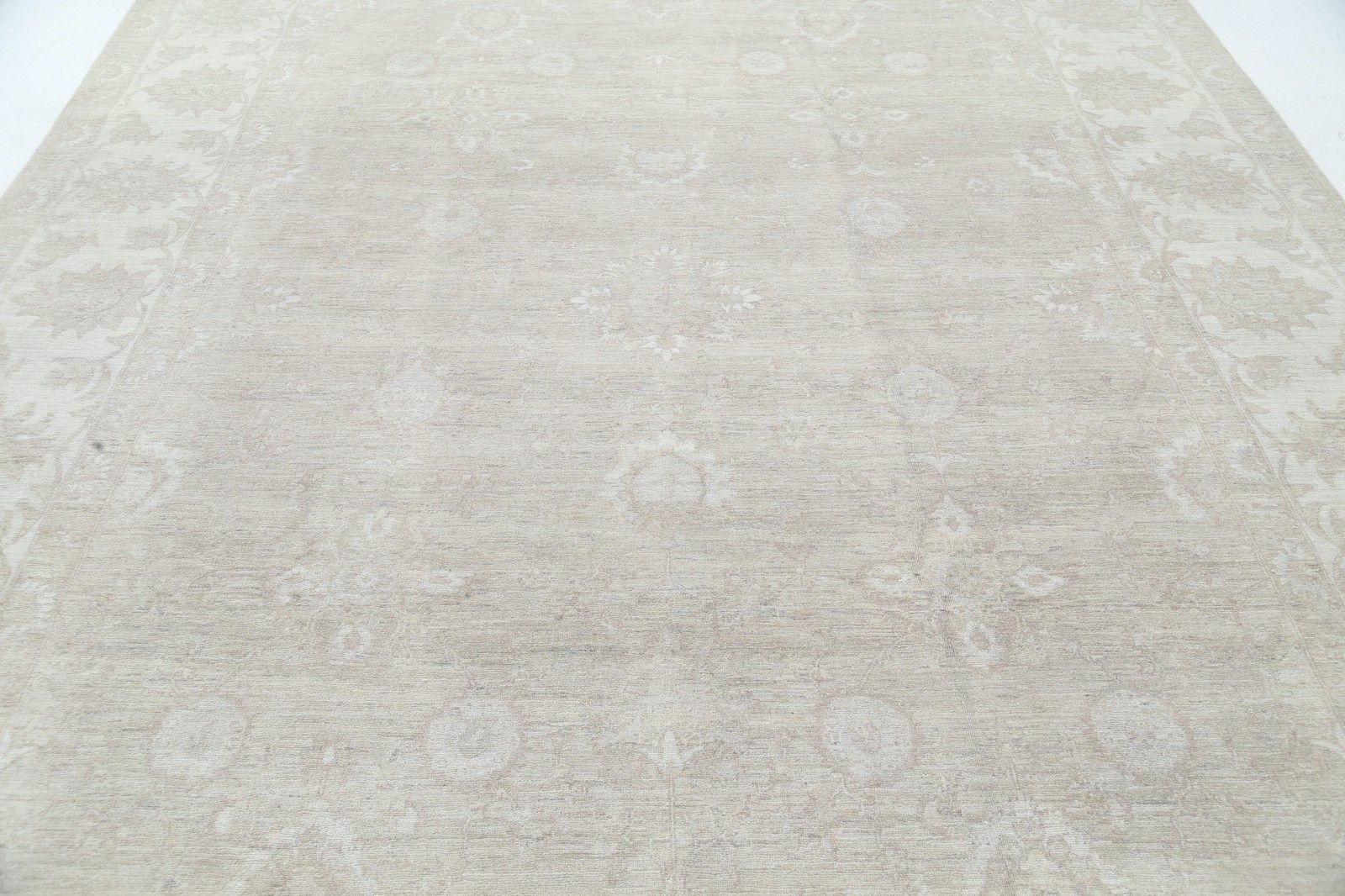 9x12.5 Ft Handknotted Large Area Rug For Home Decor. 100% Wool Beige Carpet photo for sale