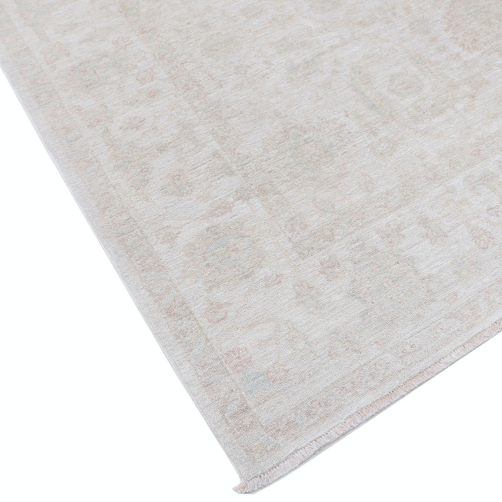 Tapis Oushak noué à la main 180 x 270 cm, beige à motif médaillon doux photo buy