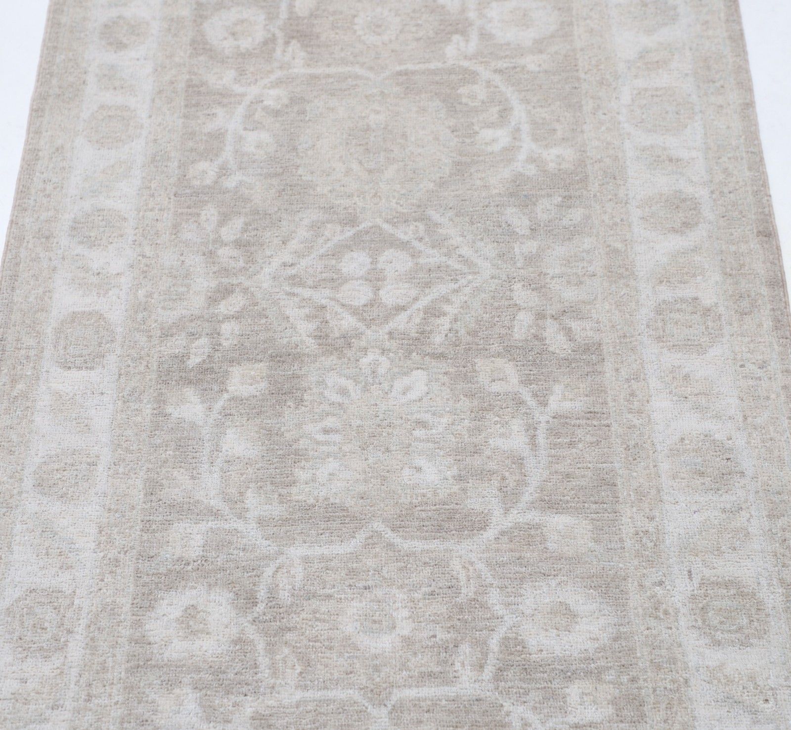 2.6x8.8 Ft Beige Hallway Runner Rug. Kitchen Rug. Handknotted Corridor Rug photo for sale
