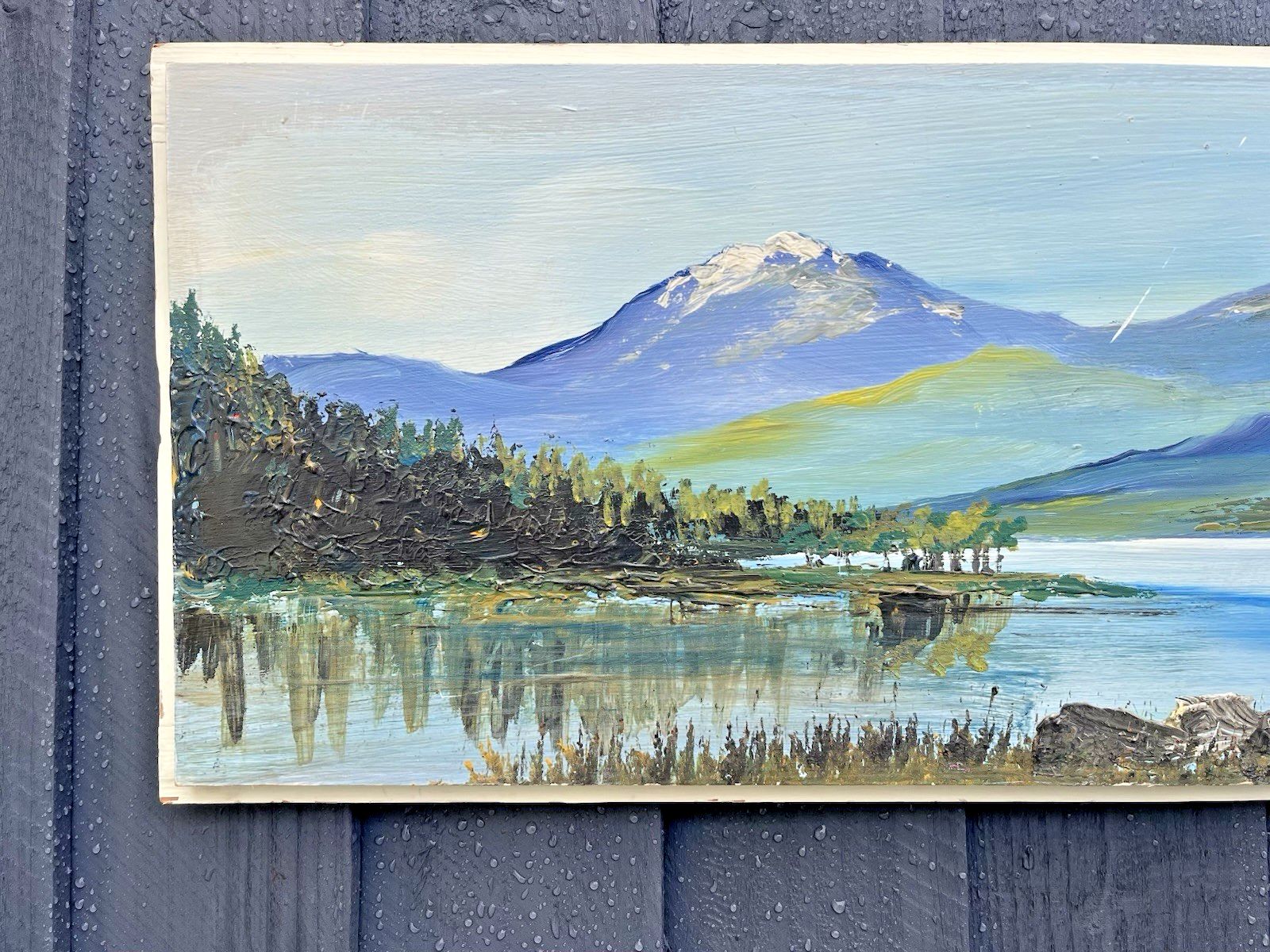 Vintage Original Oil On Panel Painting North Wales Mountains Landscape Snowdonia photo buy