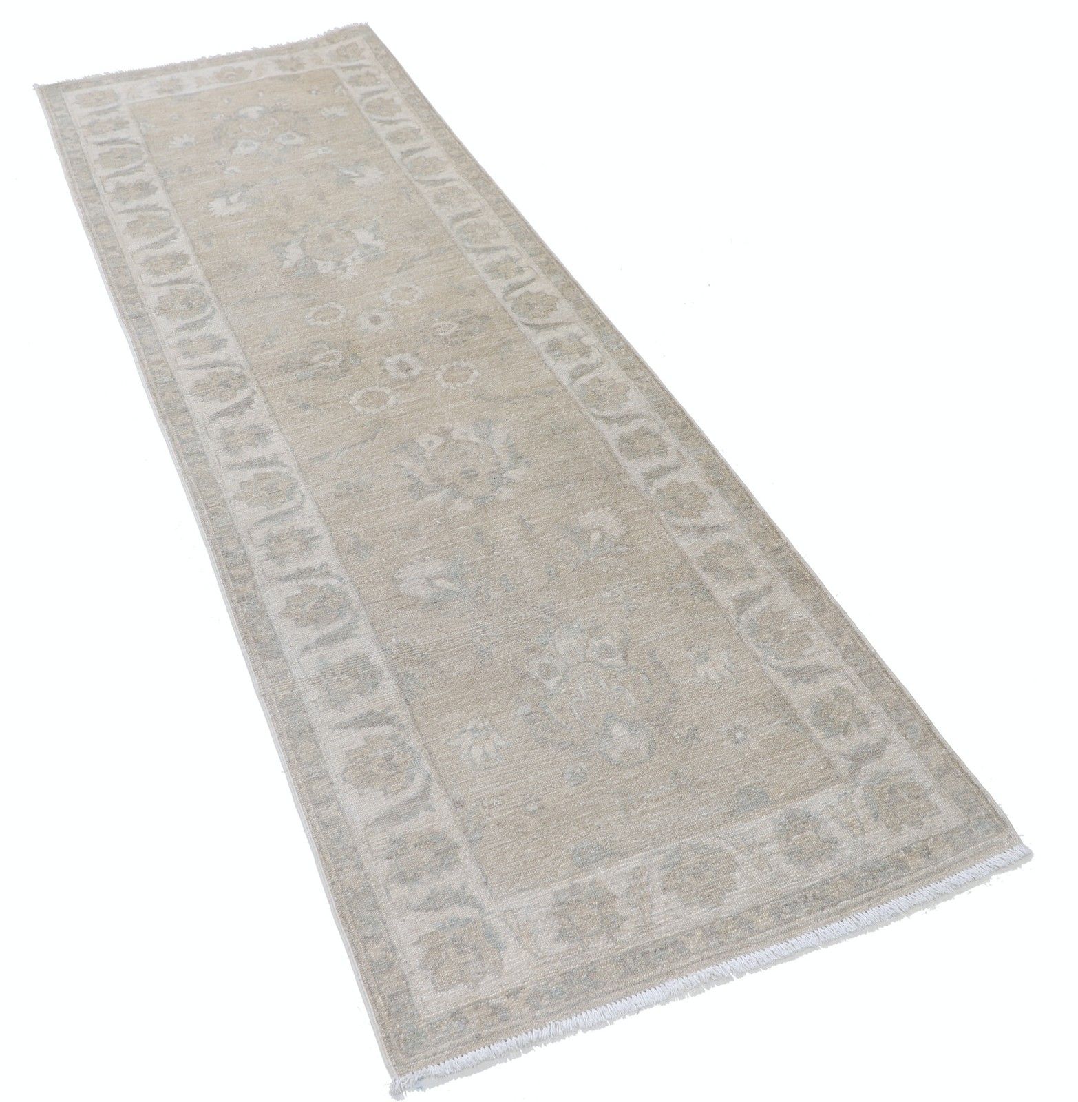 2,6 x 7,6 ft handgeknoopt beige loperkleed voor keuken en gang. Gangkleed photo furniture