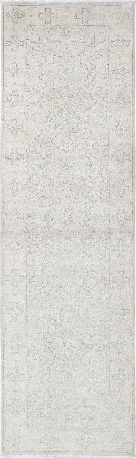 2.7x9.7 Ft Beige Hallway Rug. Kitchen Runner Rug. Handknotted Corridor Rug