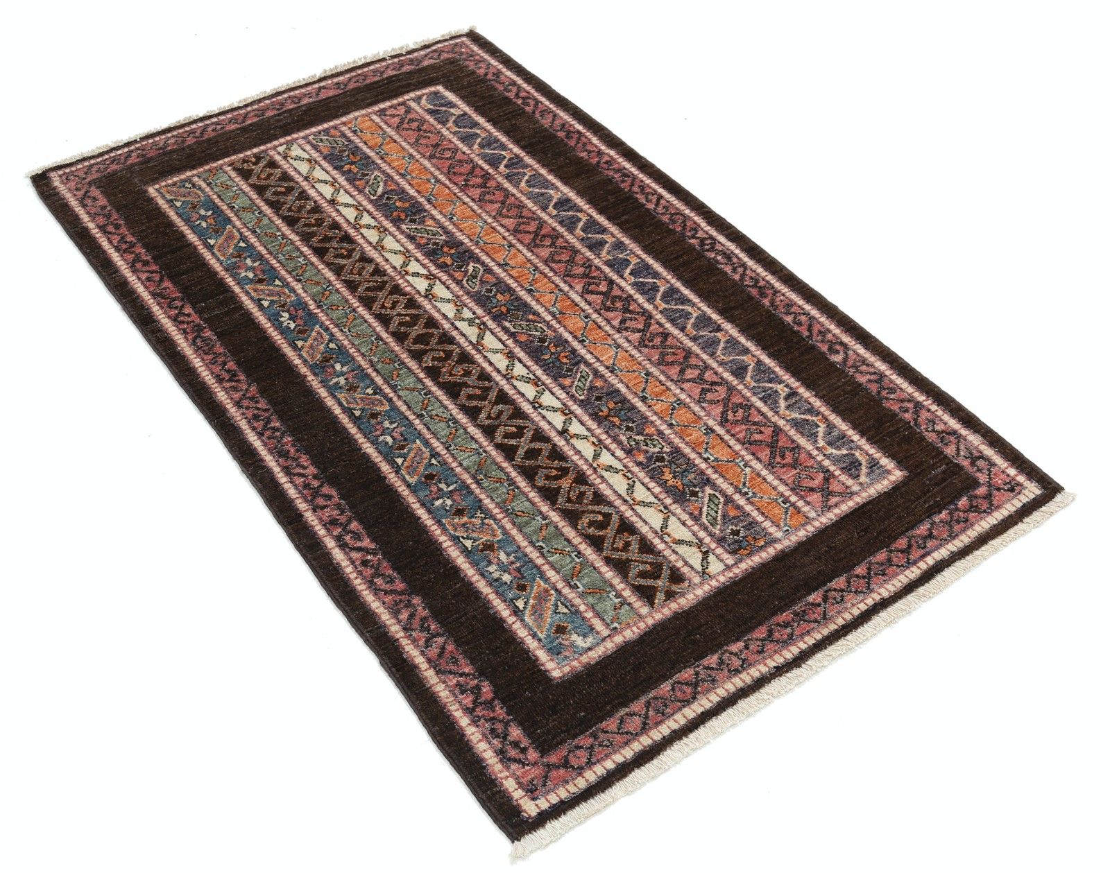 Tapis en laine Oushak noué à la main, motif rayures turc, 92 x 150 cm photo furniture