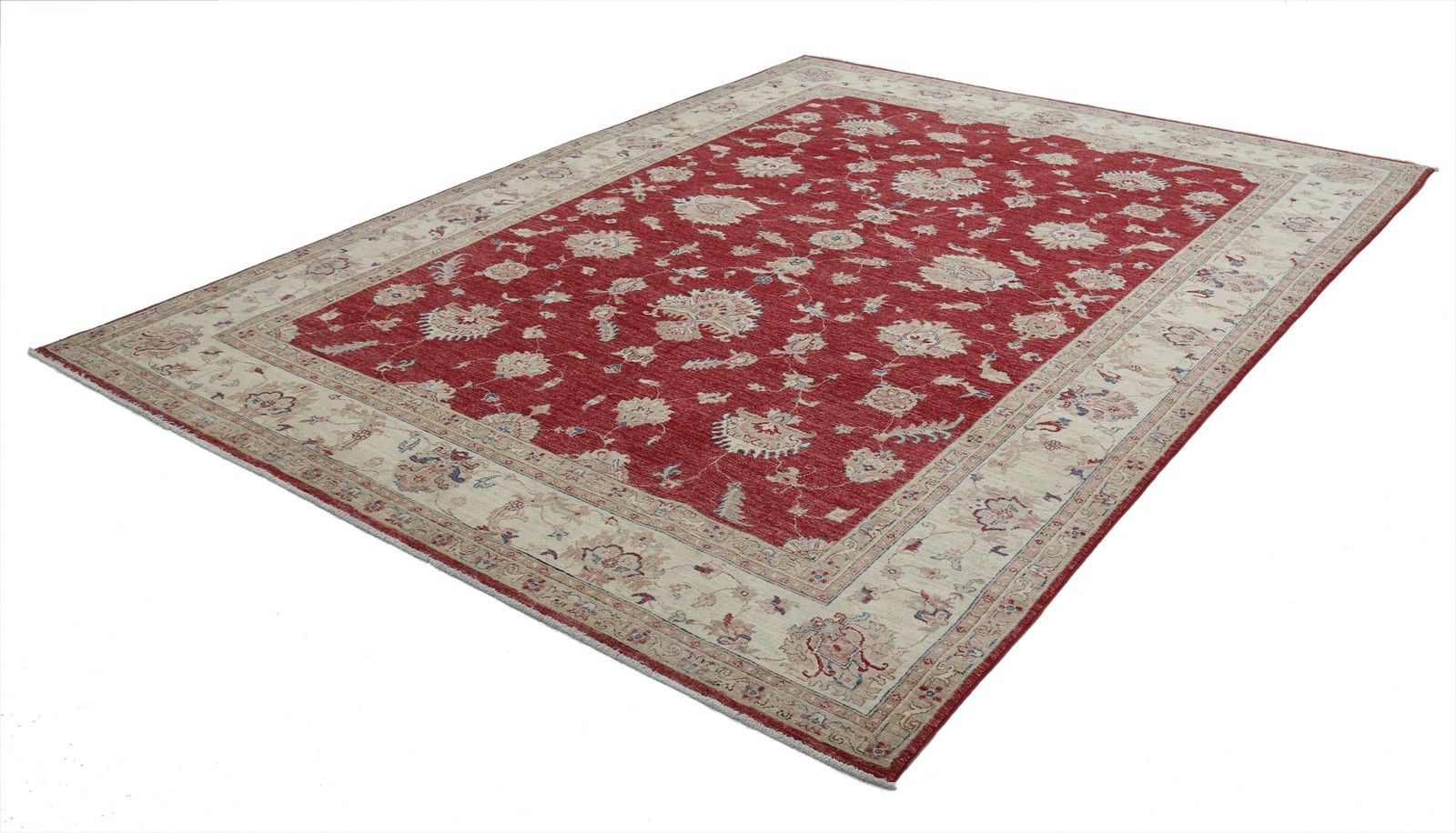 8,3x11,3 ft Handgeknoopt Bloemen Turks Wollen Vloerkleed. Rood en Beige Oushak Tapijt photo furniture