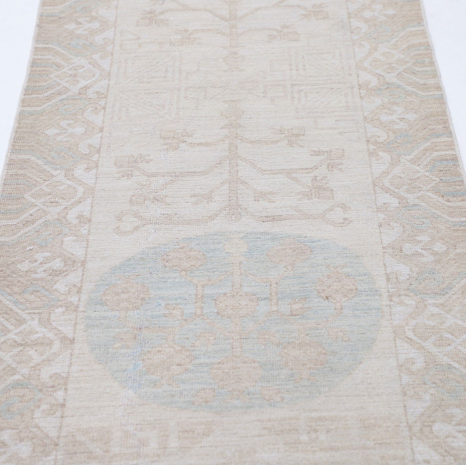 2.7x18 Ft Hand Knotted Long Runner Rug. Soft Toned Corridor Rug For Hallway photo for sale