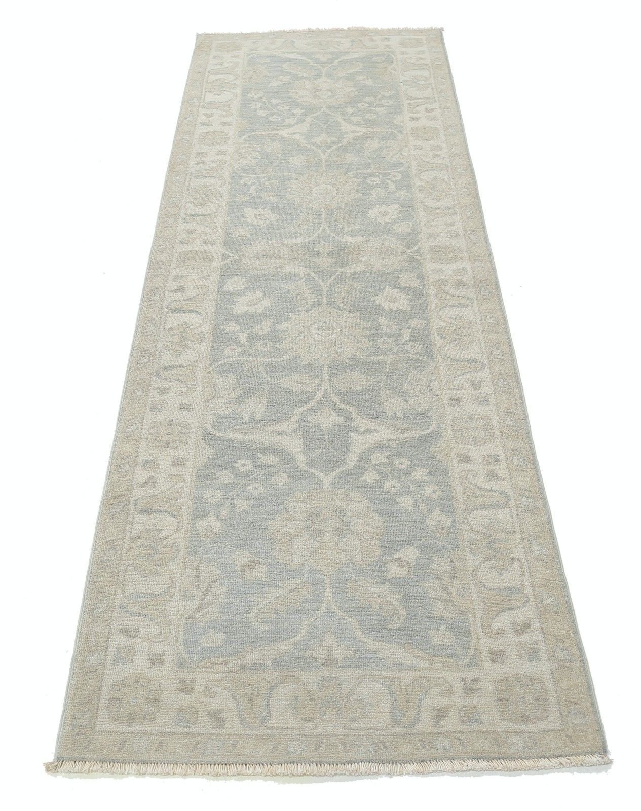 2.6x8 Ft Hand Knotted Runner Rug. Soft Toned Hallway, Corridor And Entryway Rug photo Textiles