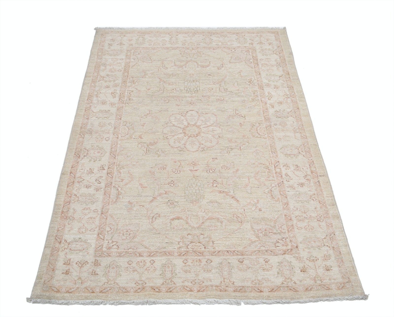3.2x5 Ft Traditional Hand Knotted Accent Rug. Floral Wool Area Rug In Soft Tones photo Textiles