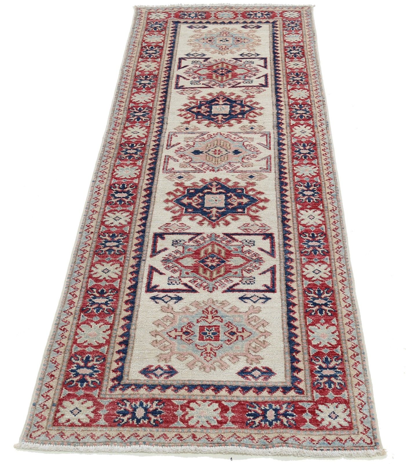 2.4x6.6 Ft Hand Knotted Hallway Runner Rug. Beige Wool Runner Rug For Kitchen photo Textiles